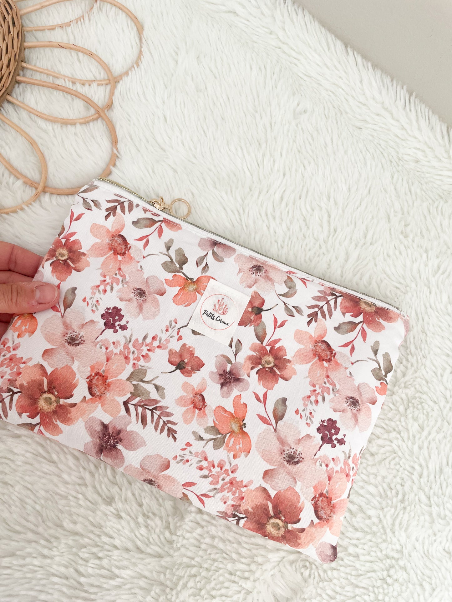 Trousse de toilette fermeture dorée à personnaliser