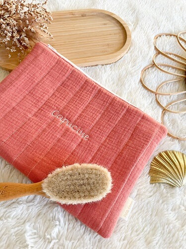 Trousse de toilette matelassée brodée Blanc MARSALA
