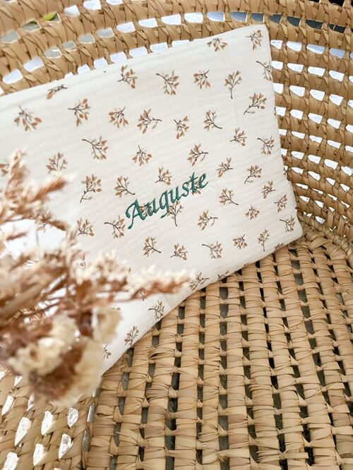 Trousse de toilette matelassée brodée Doré BOUQUET