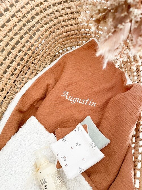 Couverture chaude brodée Blanc CAMEL